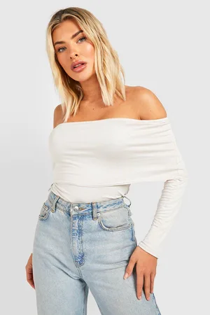 Boohoo Bardot Overlay Long Sleeve Jersey Top