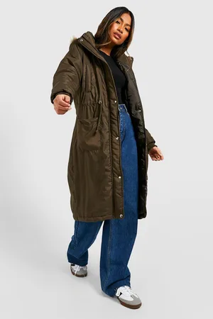Boohoo Longline Faux Fur Trim Parka