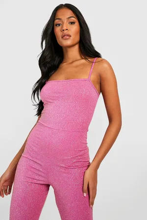 Boohoo Tall Shimmer Glitter Strappy Jumpsuit