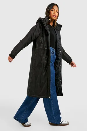 Boohoo Longline Faux Fur Trim Parka