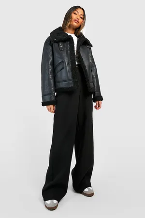 Boohoo Faux Leather Aviator Jacket