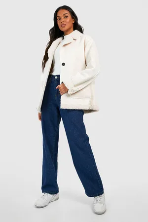 Boohoo Borg Trim Faux Suede Jacket