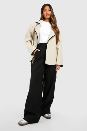 Boohoo Contrast Edge Belted Coat