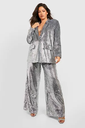 Boohoo Plus Sequin Wide Leg Trousers