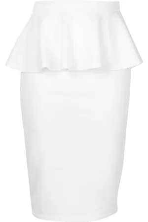 Boohoo Plus Scuba Peplum Midi Skirt