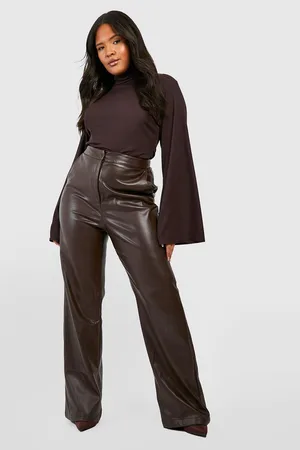 Boohoo Plus Rib Roll Neck Flare Sleeve Top