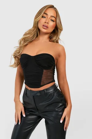 Boohoo Mesh Panelled Corset Top