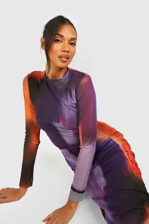 Boohoo Ombre Mesh Long Sleeve Top