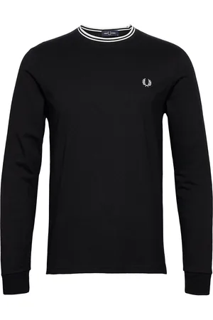 Fred Perry Ls Twin Tipped T-Shirt Tops T-shirts Long-sleeved Black