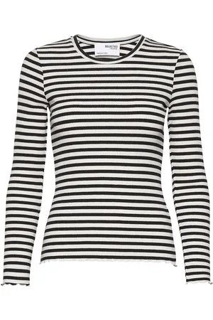 SELECTED Slfanna Ls Crew Neck Tee Str Noos Tops T-shirts & Tops Long-sleeved Black