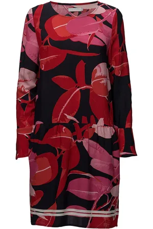 Coster Copenhagen Moss Crepe Dress W. Branch Print & Kort Kjole Red