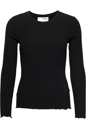 SELECTED Slfanna Ls Crew Neck Tee S Noos Tops T-shirts & Tops Long-sleeved Black