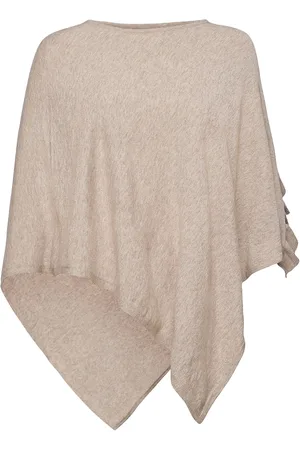 Cream Odettecr Poncho Tops Knitwear Ponchos Beige