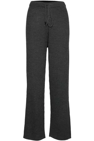 Rosemunde Merino Trousers Bukser Med Rette Ben Grå