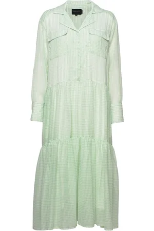 Herskind Trine Ltd. Dress - Light Green Checks Maxikjole Festkjole Green