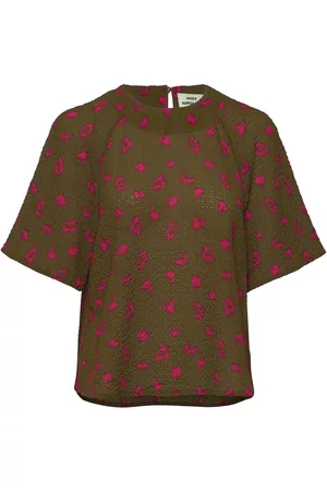 Mads Norgaard Bumpy Flower Rodgau Top Tops Blouses Short-sleeved Brown