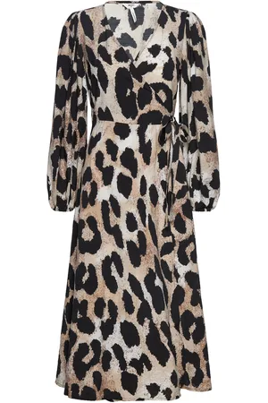 Object Objleonora L/S Wrap Midi Dress Noos Knelang Kjole Multi/patterned
