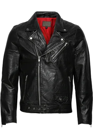 Jofama Brice Belted Leather Jacket Skinnjakke Skinnjakke Black