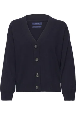 GANT Superfine Lambswool Cardigan Tops Knitwear Cardigans Navy