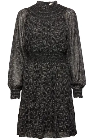 Michael Kors Dots Smocked Mini Dr Kort Kjole Black