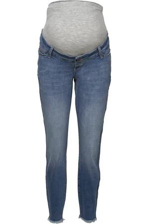 Mama;licious Mlmendez Slim Frayed 7/8 Jeans Cur Bottoms Jeans Slim Blue