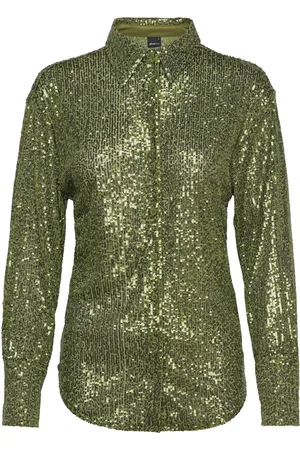 Gina Tricot Yvette Sequins Shirt Tops Shirts Long-sleeved Green