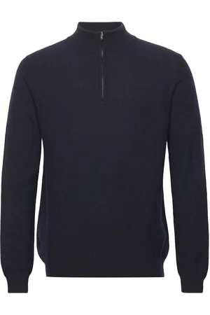 SIR of Sweden Gunvald Tops Knitwear Half Zip Jumpers Navy