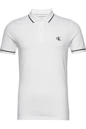Calvin Klein Tipping Slim Polo Tops Polos Short-sleeved White