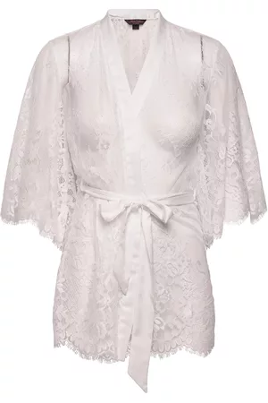 Hunkemöller Dame Morgenkåper - Kimono Allover Lace Isabella Lingerie Kimonos Hvit