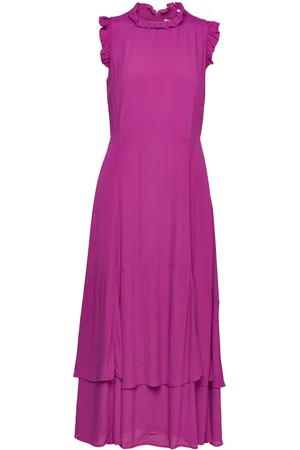 Ivy & Oak Midi Length Ruffle Dress Knelang Kjole Purple