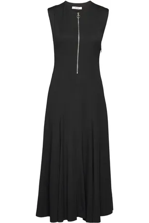 Ivy & Oak Long Midi Length Zipped Dress Knelang Kjole Black