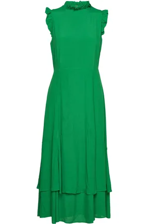 Ivy & Oak Midi Length Ruffle Dress Knelang Kjole Green