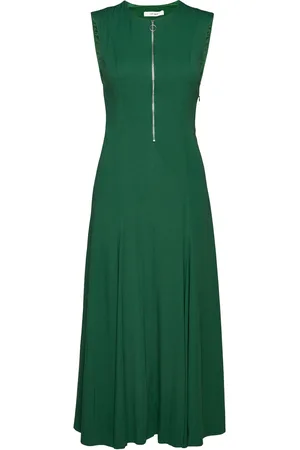 Ivy & Oak Long Midi Length Zipped Dress Knelang Kjole Green