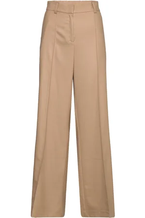 A Part Of The Art Countour Elastic Waist Pants Bottoms Trousers Wide Leg Beige