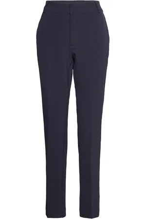 My Essential Wardrobe 26 The Tailored Straight Pant Bottoms Trousers Slim Fit Trousers Navy