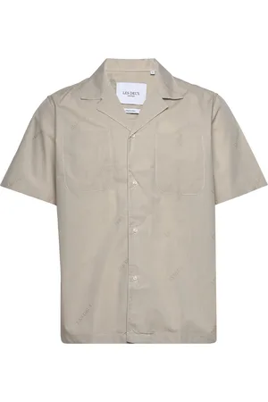 Les Deux Ss Jacquard Shirt Tops Shirts Short-sleeved Beige