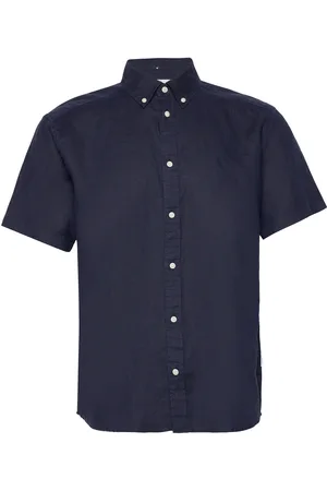 Les Deux Kris Linen Ss Shirt Tops Shirts Short-sleeved Blue