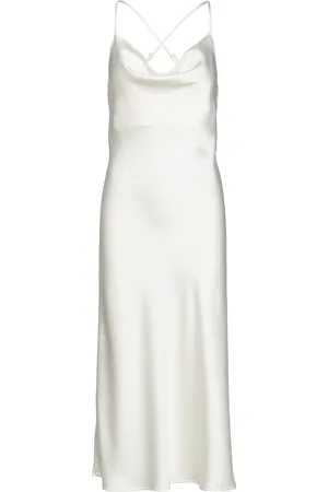 Object Objsateen S/L Midi Dress E Div Maxikjole Festkjole White