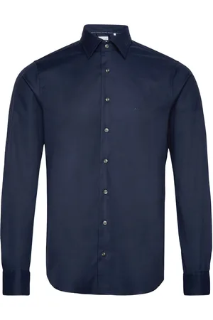 Michael Kors 2Ply Stretch Twill Slim Fit Shirt Tops Shirts Business Navy