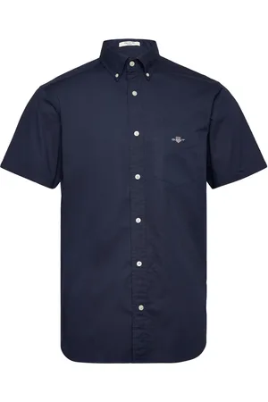GANT Reg Classic Poplin Ss Shirt Tops Shirts Short-sleeved Navy