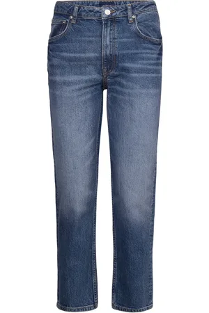 GANT Straight Cropped Jeans Bottoms Jeans Straight-regular Blue