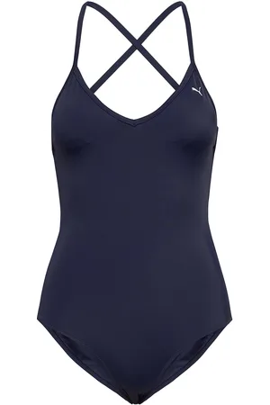 PUMA Women Vneck Padded Swimsuit 1P Sport Swimsuits Navy