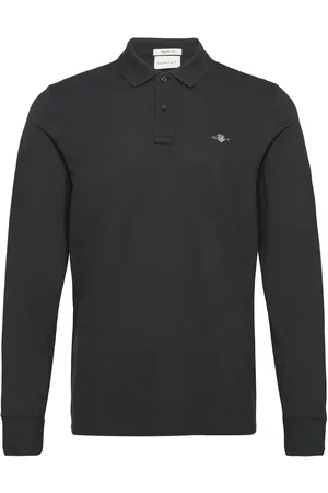 GANT Reg Shield Ls Pique Rugger Tops Polos Long-sleeved Black