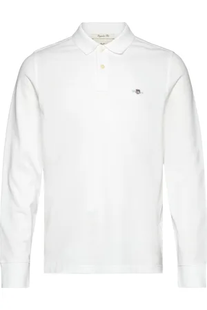 GANT Reg Shield Ls Pique Rugger Tops Polos Long-sleeved White
