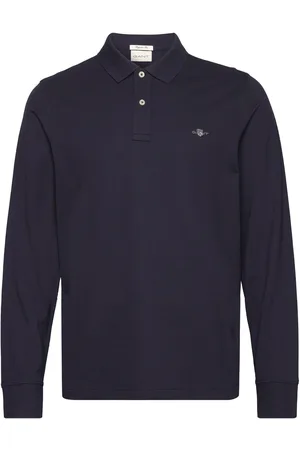 GANT Reg Shield Ls Pique Rugger Tops Polos Long-sleeved Navy