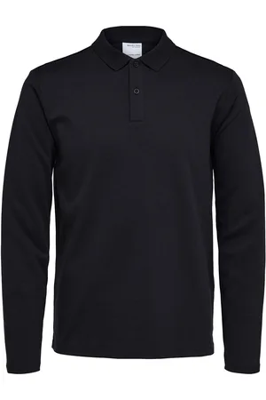 SELECTED Slhslim-Toulouse Ls Polo B Noos Tops Knitwear Long Sleeve Knitted Polos Black