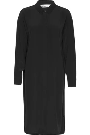 Karen by Simonsen Ajanakb Solid Long Shirt Knelang Kjole Black