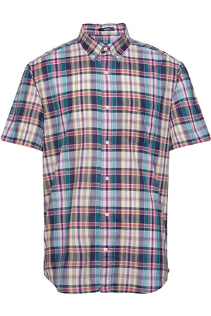 GANT D1. Reg Colorful Check Ss Bd Tops Shirts Short-sleeved Blue