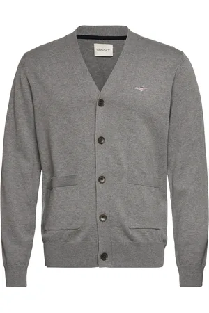 GANT Classic Cotton V-Cardigan Tops Knitwear Cardigans Grey