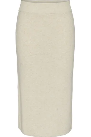Y.A.S Assi Hw Midi Knit Skirt S. Noos Knelangt Skjørt White